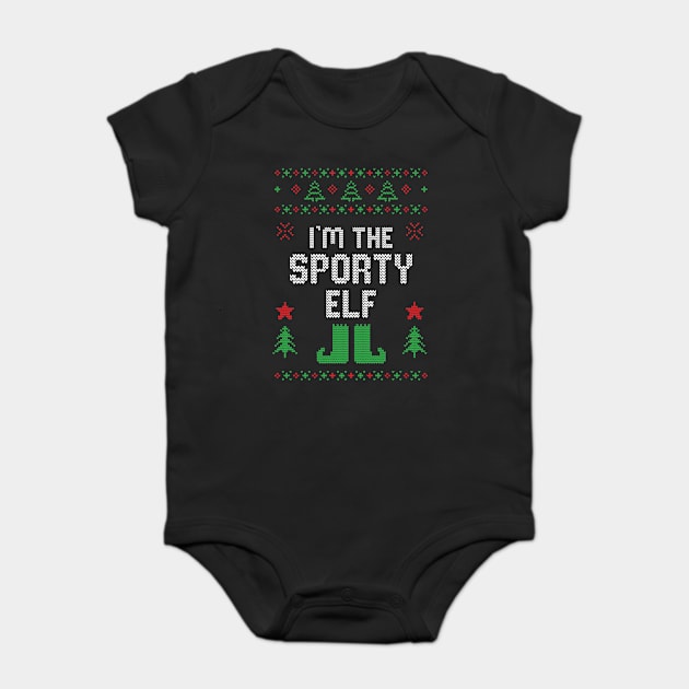 Sporty Elf Ugly Christmas Costume Matching Family Group Baby Bodysuit by jkshirts